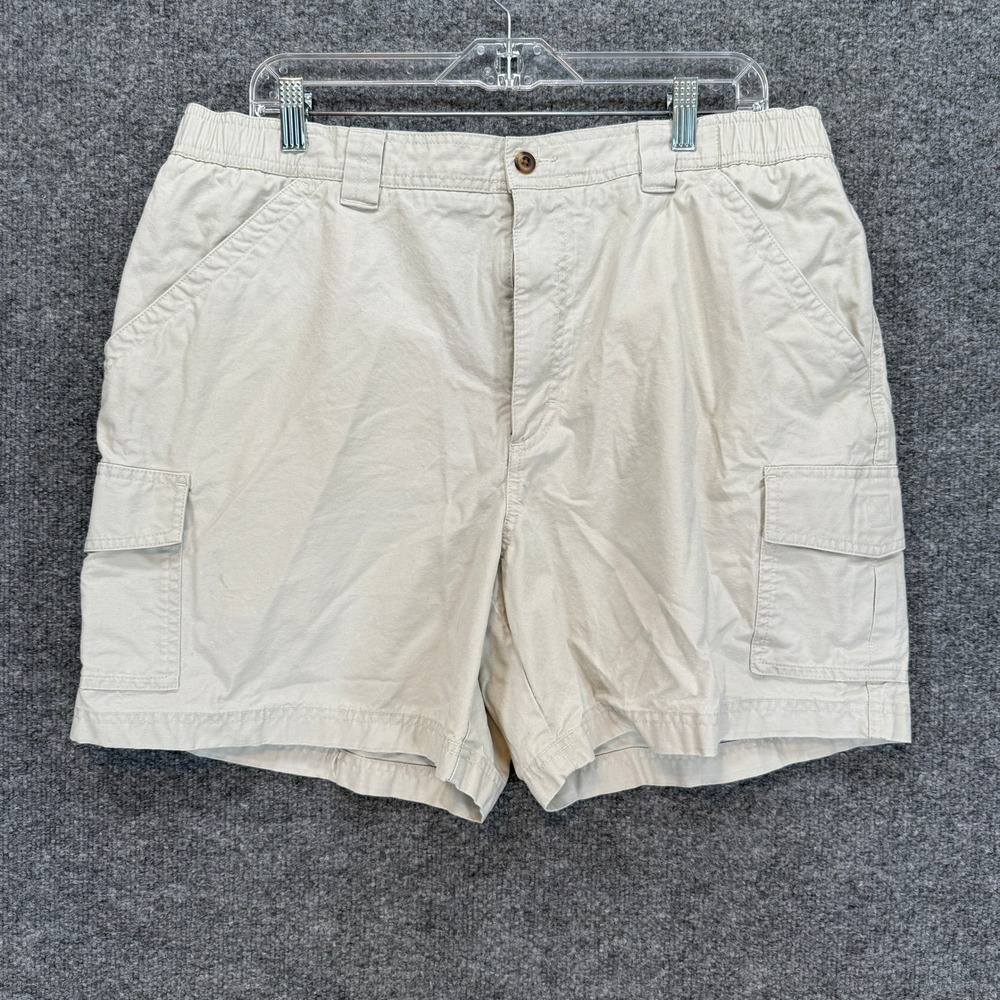 L.L Bean Cargo Shorts Mens 38W Khaki Comfort Waist Cotton Hiking Utility Casual
